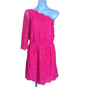 JUICY COUTURE Dress Starlet One Shoulder Lace Pink NWT Size 10